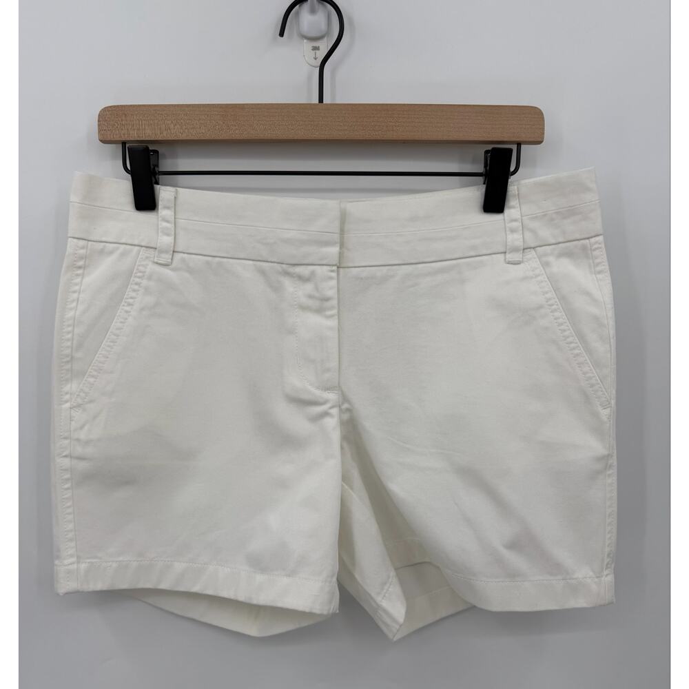 J.Crew White City Chino Shorts 5 Inch Inseam Classic Preppy Size 6 Minimalist